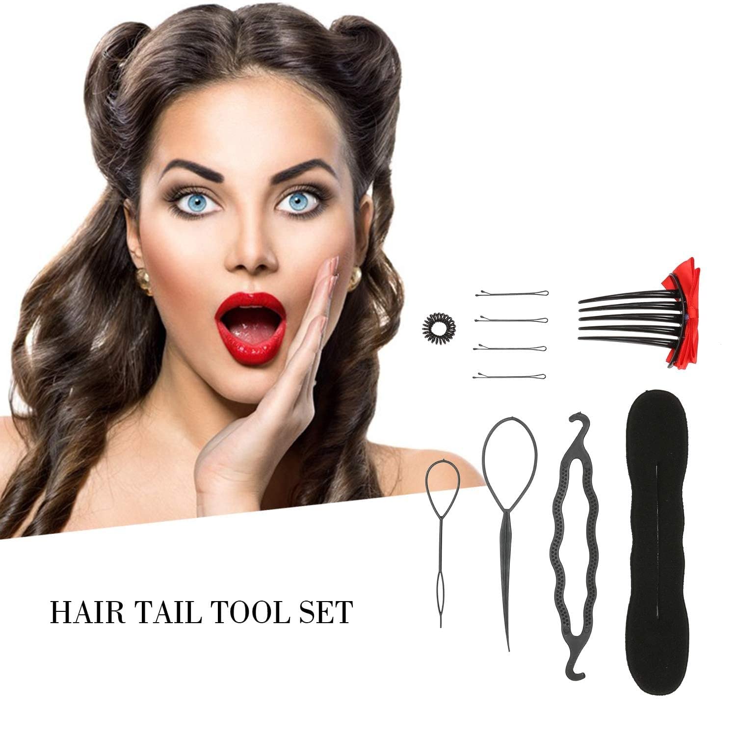 Professional Hair Styling Kit - Bun Maker, Spiral Hair Ties, Side Comb & Hair Pins for Braiding & Updos | Perfect for Weddings, Parties & Daily Styling