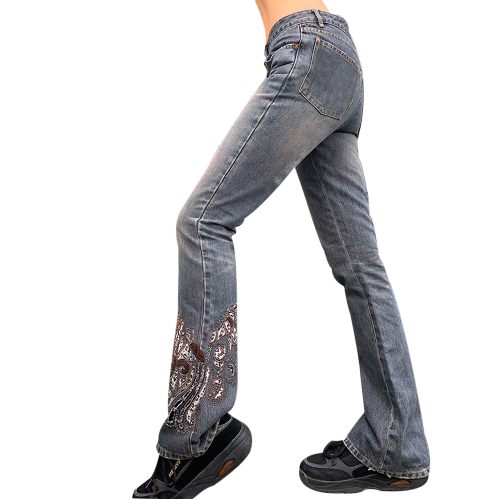 ICNGLKSND Women's High Waisted Baggy Jeans - Straight Wide Leg Denim Pants with Big Pockets | Y2K Streetwear Fashion for Casual Outfits & Retro Looks