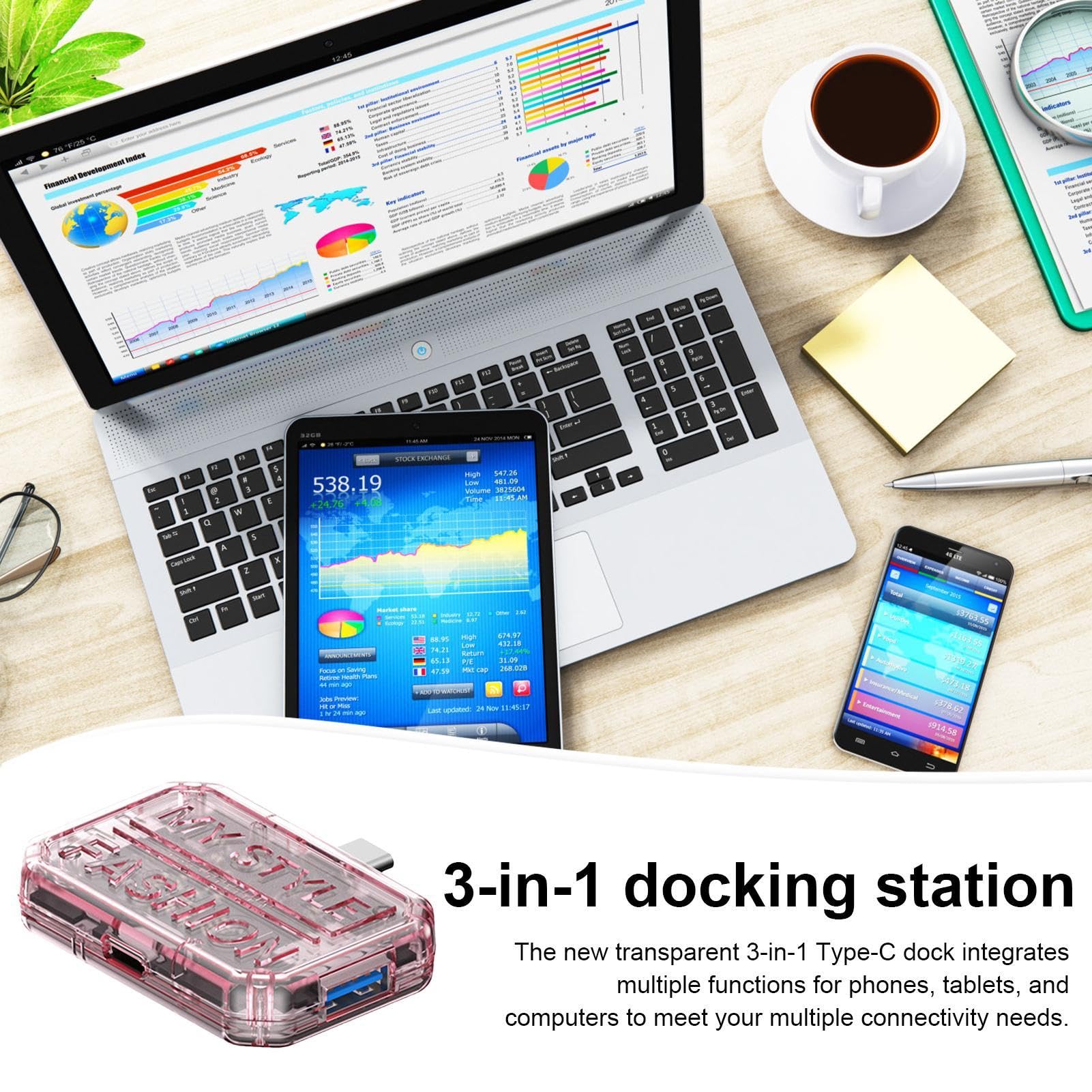 TROONZ USB-C Docking Station | 7-in-1 Laptop Adapter Hub with 4K HDMI, USB 3.0 Ports, SD/TF Card Reader, PD Charging for MacBook, Windows Laptops, Tablets & Phones | Perfect for Home Office & Travel