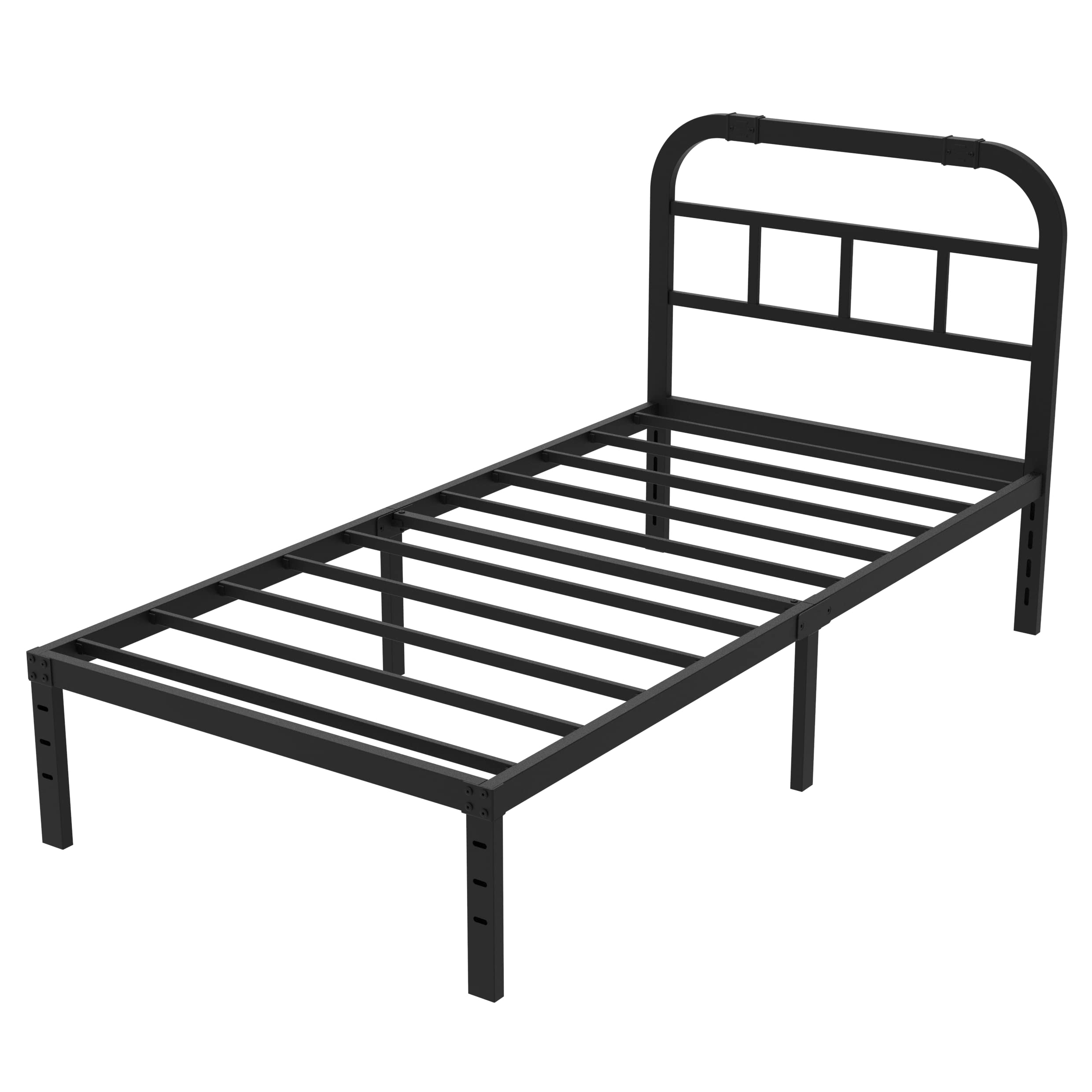 ZIYOO Twin Bed Frame with Headboard - 14 Inch Heavy Duty Metal Platform Bed Frame, No Box Spring Needed, Noise Free Design with Under Bed Storage Space, Black - Perfect for Small Bedrooms, Guest Rooms & Dorm Rooms