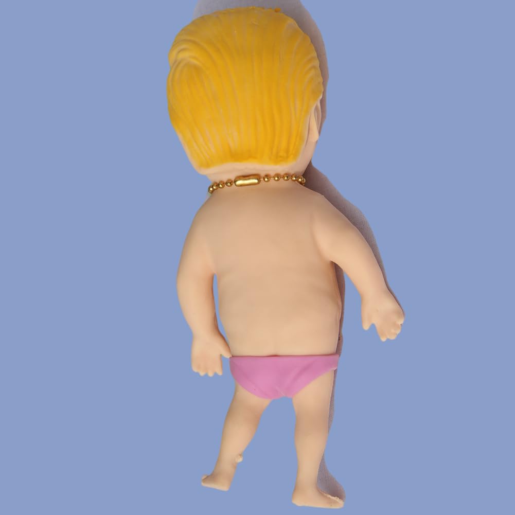 Donald Trump Stress Relief Toy - Squishy Sand-Filled Fidget Ball with Golden Necklace & Swim Trunks - Fun Decompression Sensory Toy for Adults & Kids - Perfect for Office, Travel, and Anxiety Relief (Random Color)