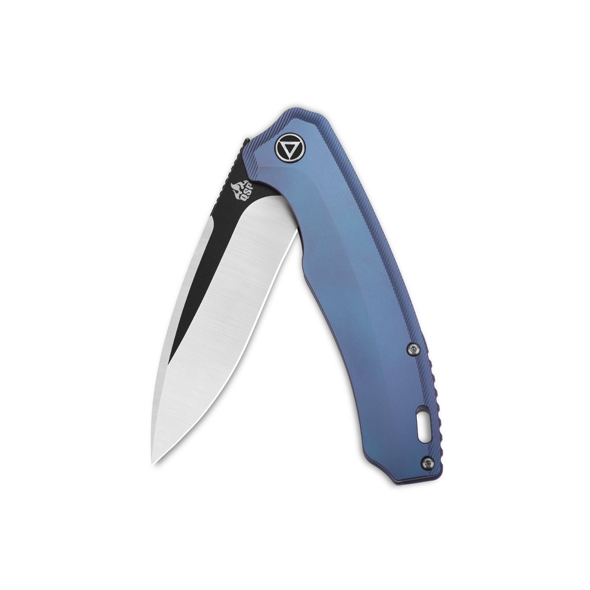Premium QSP Woodpecker Frame Lock Pocket Knife - Böhler M390 Steel Blade, Blue Titanium Handle - EDC, Camping & Outdoor Survival Tool