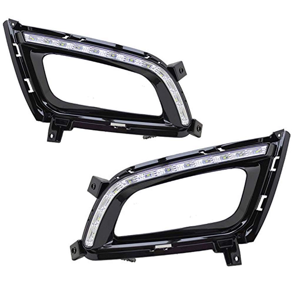 iJDMTOY Xenon White LED Daytime Running Lights for 2014-2015 Kia Optima K5 - OEM Fit Kspeed Style DRL Bezels with 12 High Power LEDs - Perfect for Enhanced Visibility & Stylish Daytime Driving