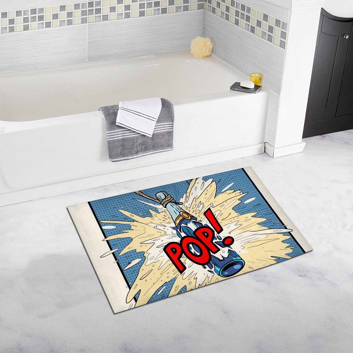 Vintage Pop Art Non-Slip Bath Rug - Super Absorbent Machine Washable Shower Mat (20x32 Inch) - Retro Style Bath Mat for Kids & Adults - Waterproof Bathroom Rug for Bath, Shower & Spa - Home Decor & Guest Bath Essentials - Perfect for Modern Bathrooms, Kids' Rooms & Luxury Hotels