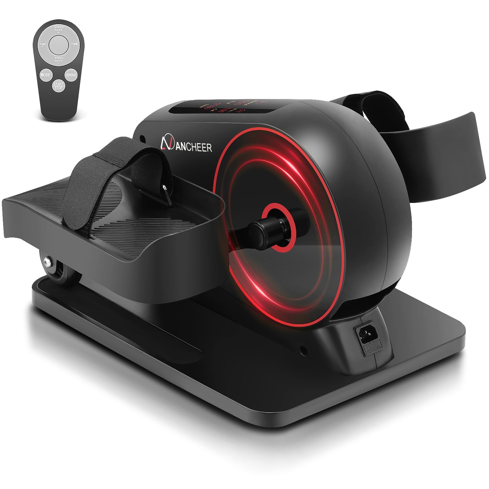 ANCHEER Under Desk Elliptical Machine - Dual Mode (Resistance/Speed) Seated Exercise Bike with Massage Pedals & Remote Control - Perfect for Seniors, Office Workers & Home Workouts