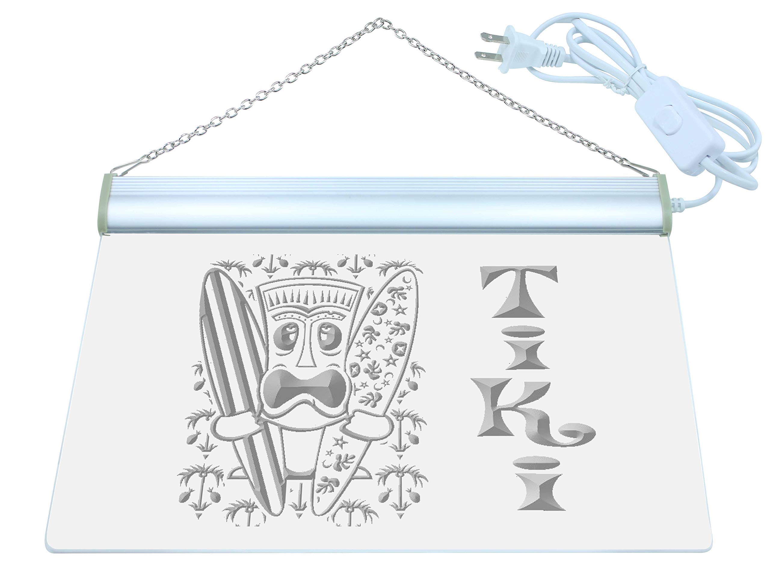 ADVPRO i584-b Surf Tiki Bar Mask Tree Decor Neon Light Sign - Tropical Party Decor, Beach Bar Sign, Hawaiian Themed Wall Art for Home, Office & Outdoor Decorations