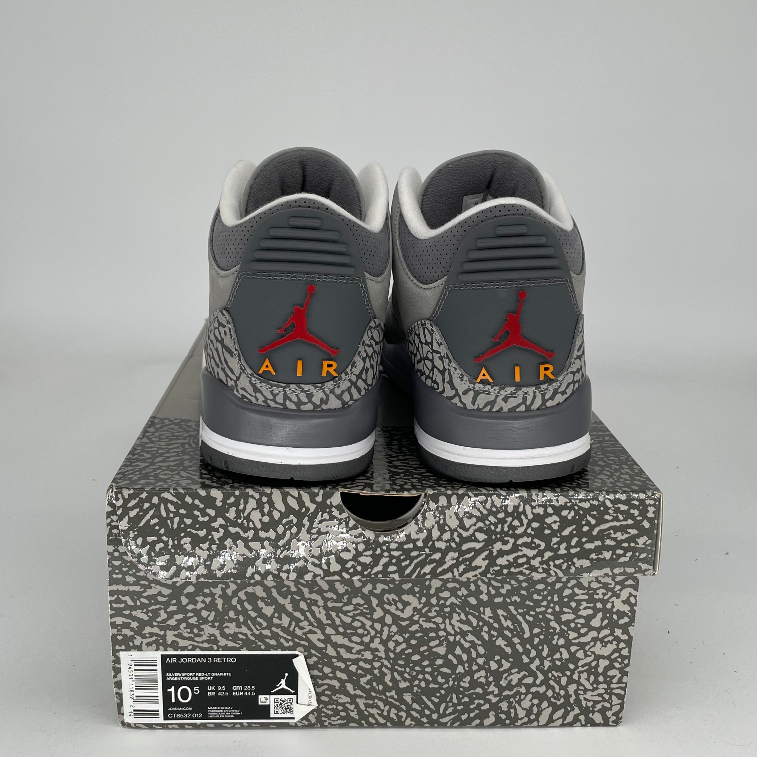 AIR JORDAN 3 COOL GREY Men's Basketball Shoes Size 10.5 - Retro Style Sneakers for Running, Training & Streetwear Fashion (Style Code: CT8532 012)