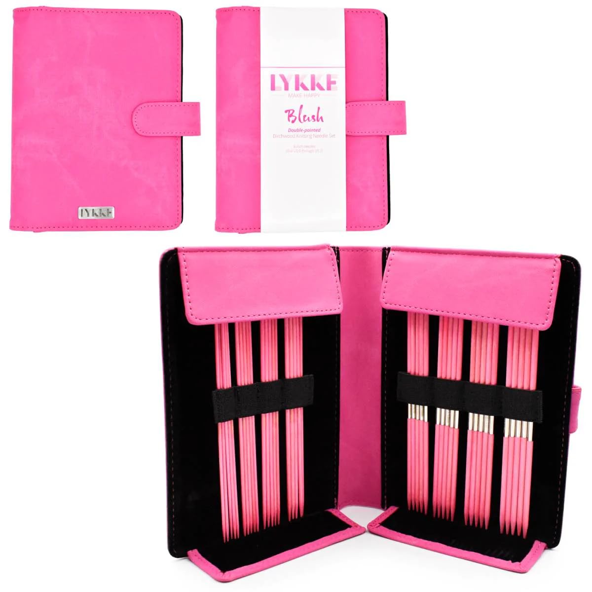 Lykke Blush Double Pointed Knitting Needles Set - US Size 0-5 with Fuchsia Fabric Pouch - Perfect for Socks, Hats & Gloves Knitting Projects