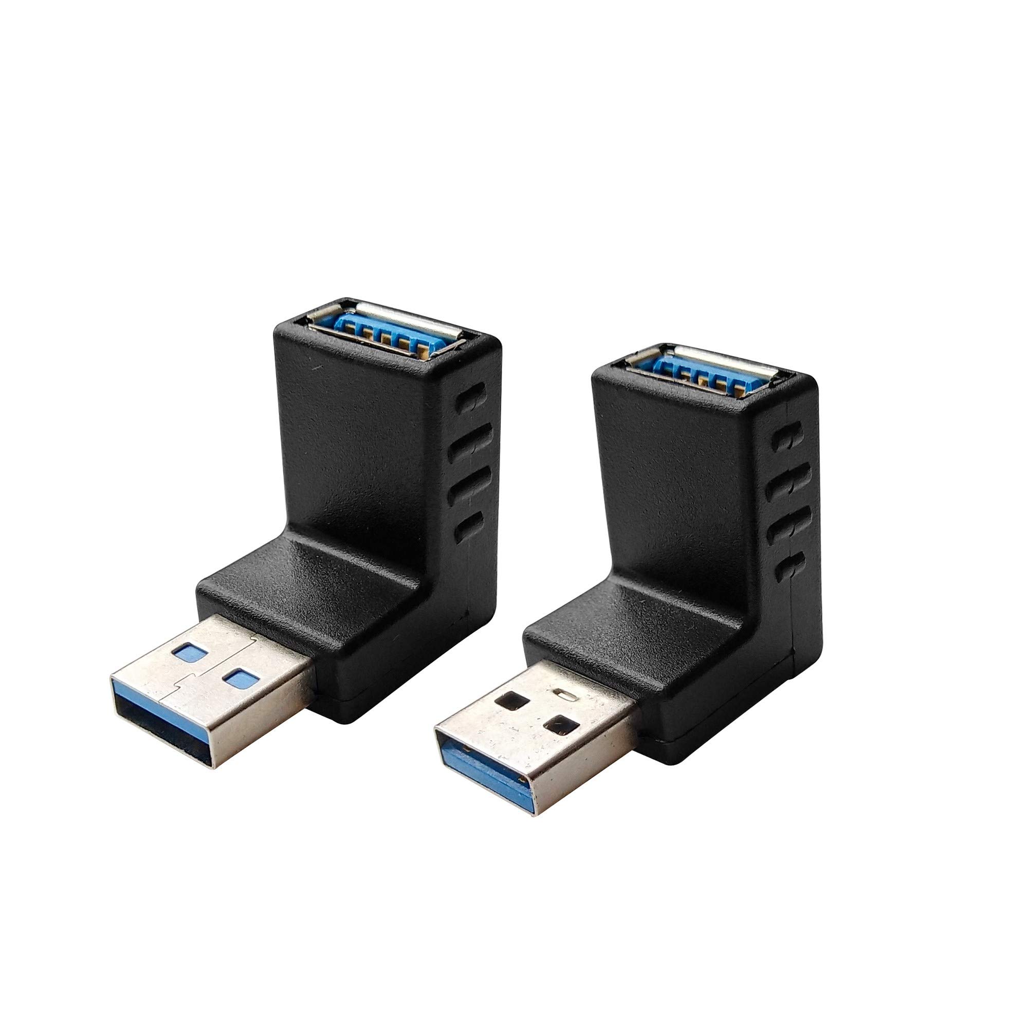 USB 3.0 Male to Female Right Angle Adapter - 90 Degree Up/Down Connector for Laptop, PC, TV & Gaming Setup | High-Speed Data Transfer Extension Cable for Tight Spaces