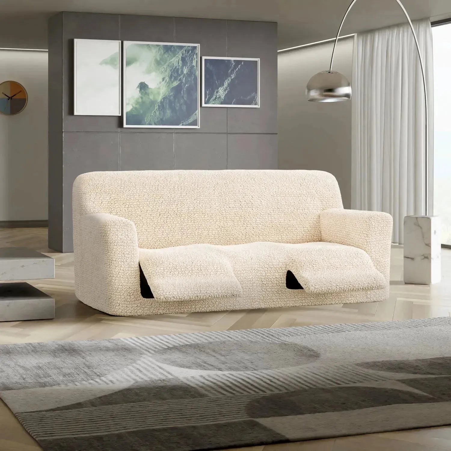 3 Seater Recliner Slipcover - Microfiber Sofa Cover for Living Room Furniture Protection - Perfect for Pets, Kids & Everyday Use