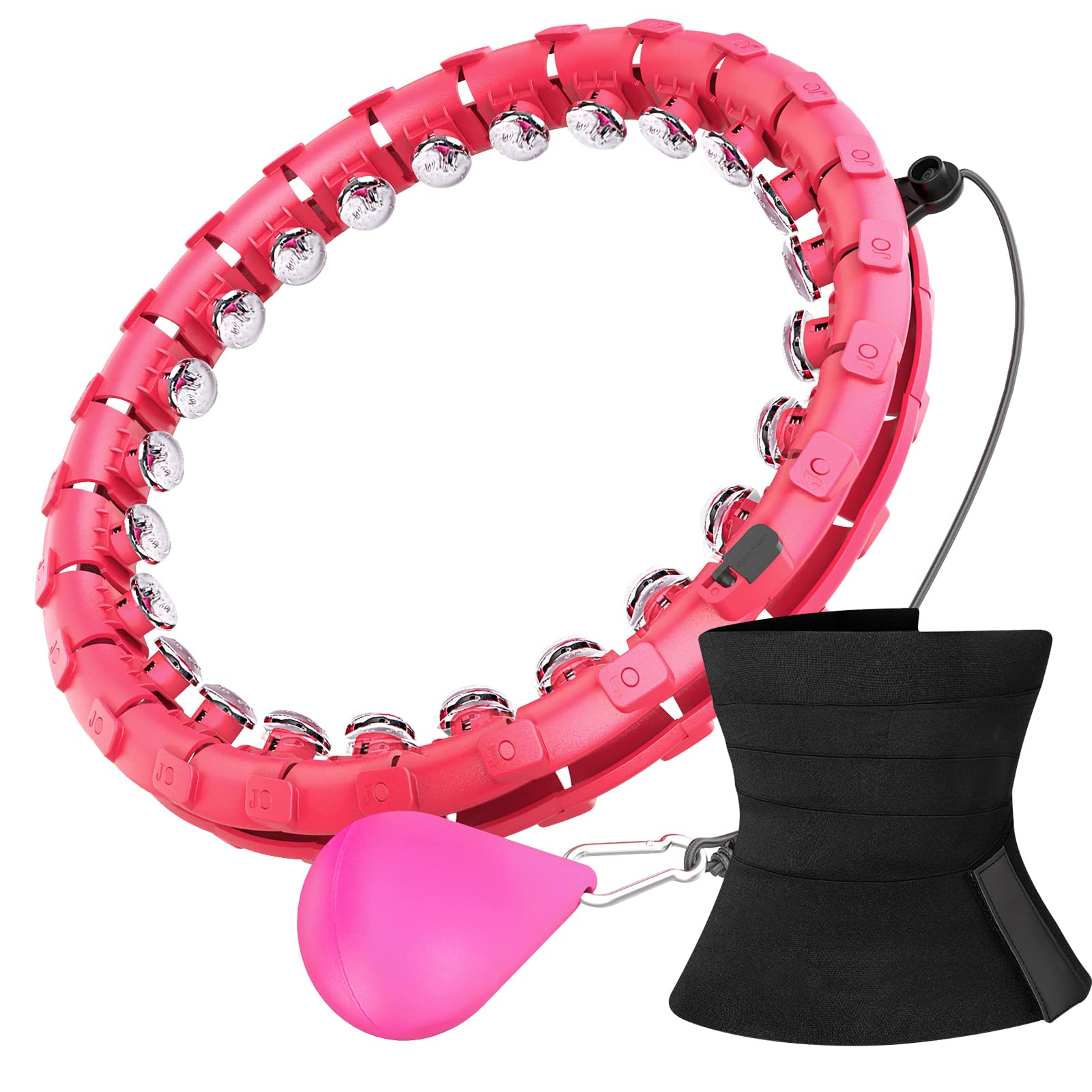 Dumoyi Pink & Silver Smart Fit Hoop with Adjustable Waist Belt - Perfect for Yoga, Pilates, and Gym Workouts
