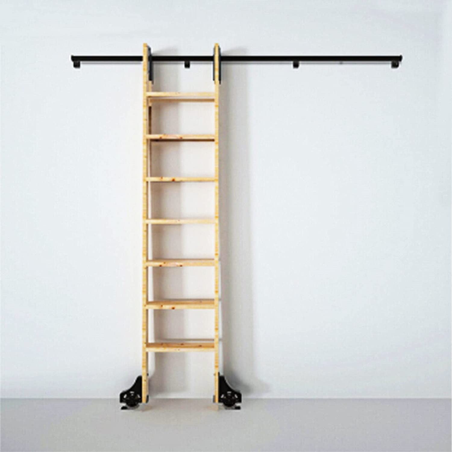 3.3ft to 20ft Sliding Barn Door Hardware Kit with Rolling Ladder Rail - Heavy Duty Extension Track System for Rustic Home Decor, Loft Spaces & Industrial Style Rooms
