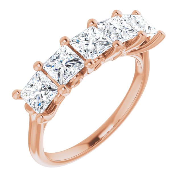 1.95 Carat Princess Cut Diamond Wedding Band - 5 Stone Anniversary Ring for Women - Elegant Bridal Jewelry for Engagement, Proposal & Special Occasions