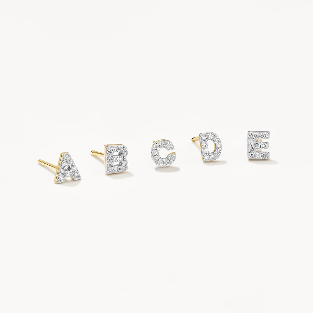 10k Gold Diamond Letter B Single Stud Earring – Elegant Initial Jewelry for Women, Perfect Gift for Birthdays, Anniversaries & Special Occasions