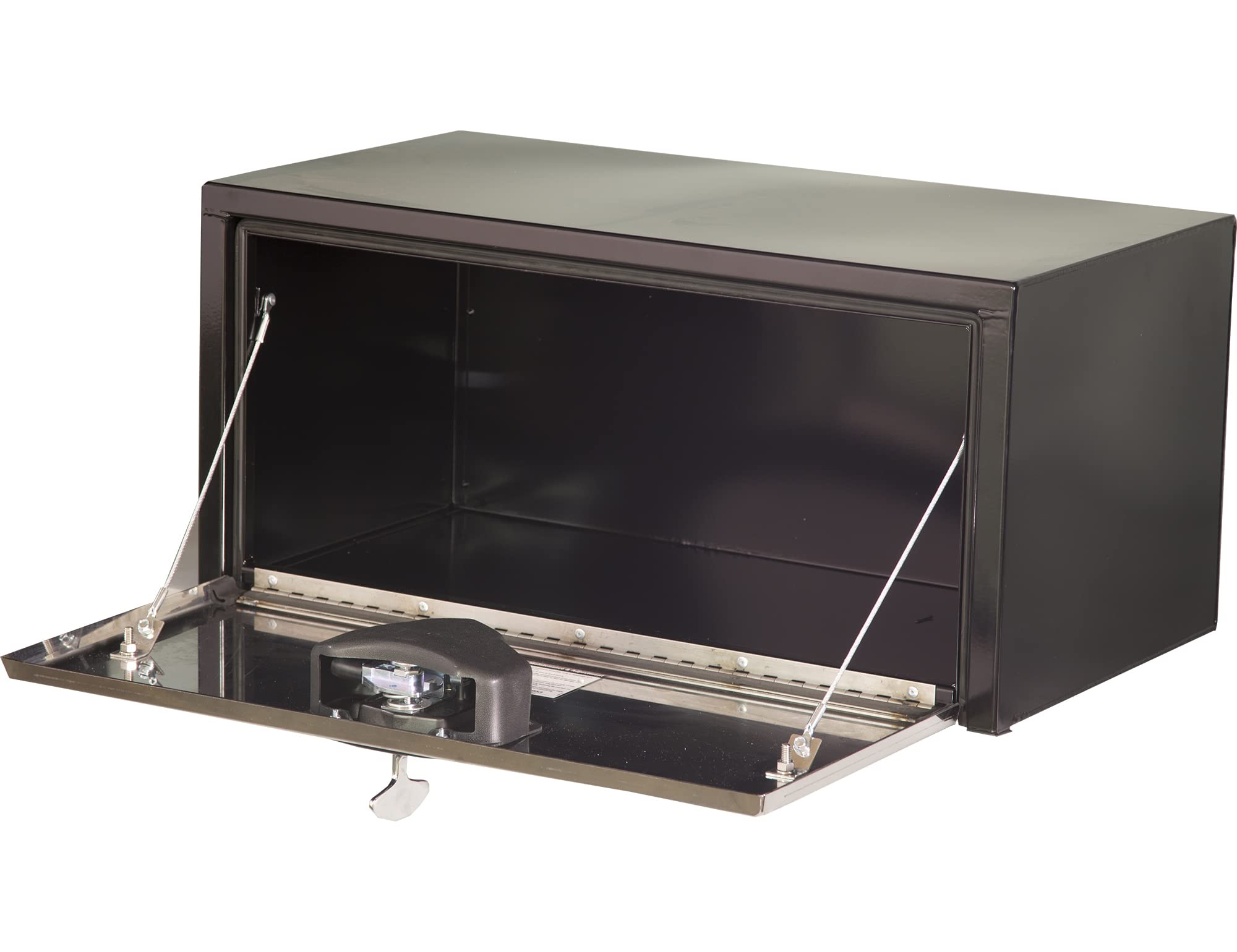 Buyers Products 1703703 Black Steel Underbody Truck Tool Box - 14 x 16 x 30 Inch with Polished Stainless Steel Door | Heavy Duty Storage Organizer for Work Trucks | Made in USA | Perfect for Construction, Landscaping & Fleet Vehicle Organization