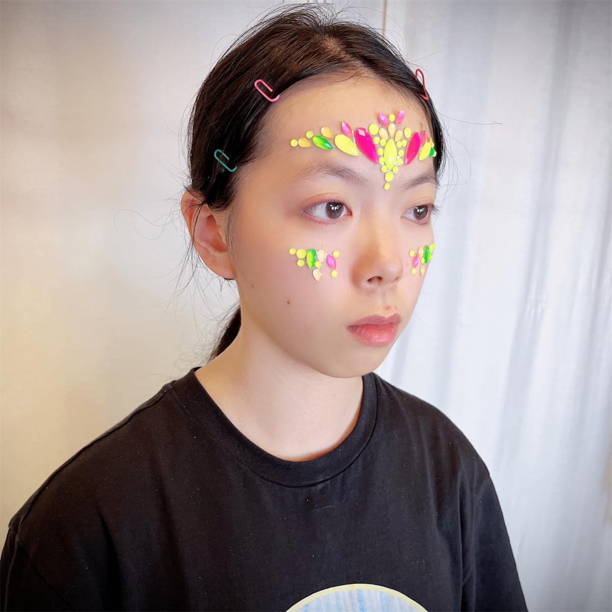 Topz Neon Face Jewels & Body Gems - Rainbow Crystal Rhinestone Stickers for Christmas Makeup, Festival Glitter & Temporary Tattoos | Perfect for Raves, Concerts, Halloween & Costume Parties