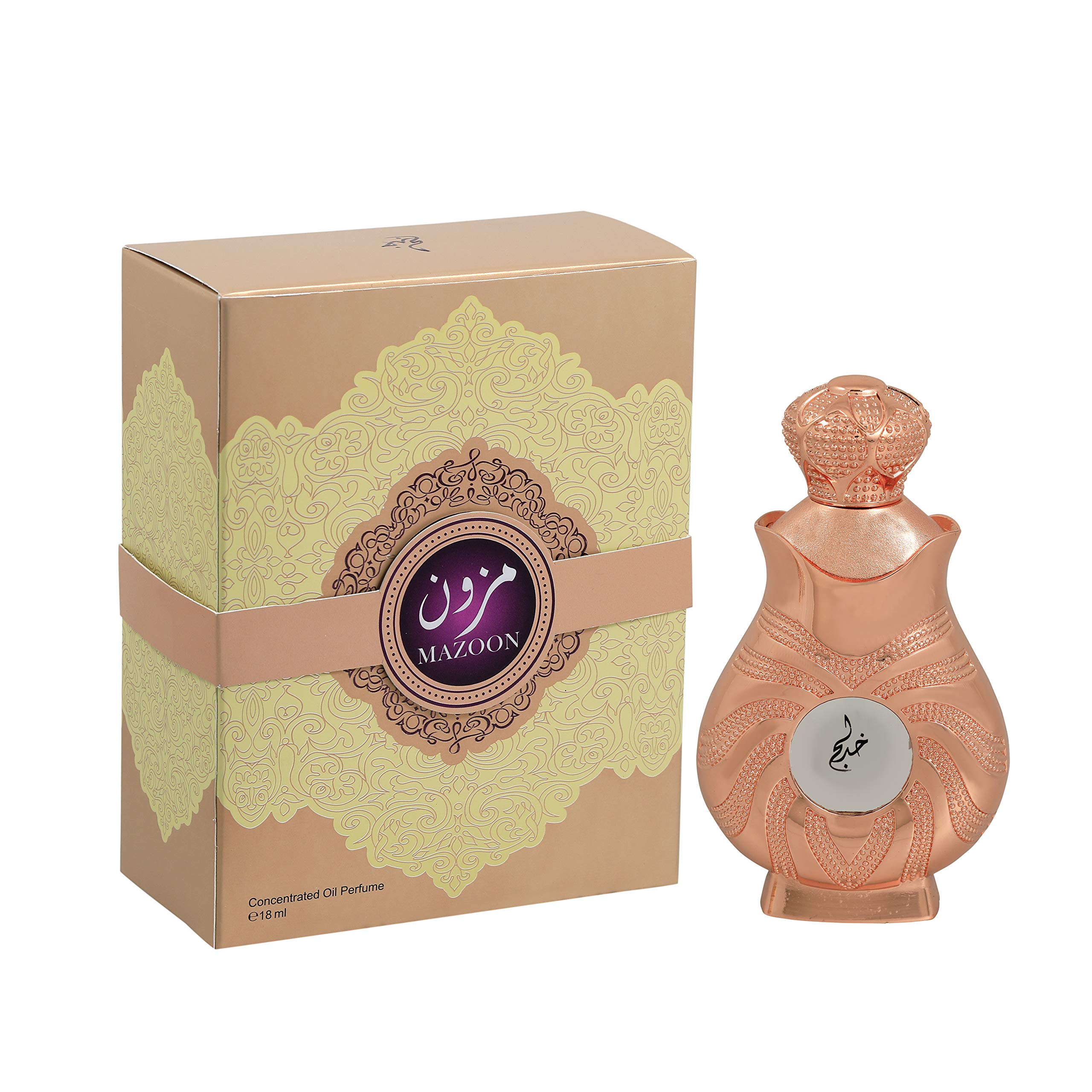 KHADLAJ Mazoon Rose Gold Unisex Perfume Oil - 18ml Concentrated Fragrance for Men & Women | Perfect for Date Nights, Special Occasions & Daily Wear