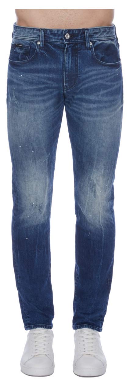 ARMANI EXCHANGE Men's Washed Light Denim Jeans - Slim Fit 5-Pocket Pants for Casual Wear & Everyday Style | Perfect for Office, Dating & Weekend Outings