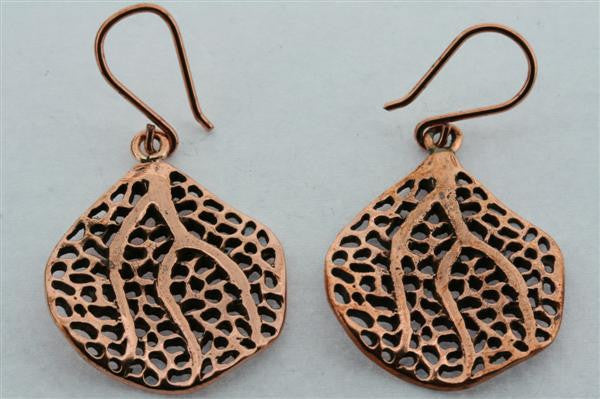 Copper Bohdi Leaf Earrings for Women - Handmade Spiritual Jewelry - Yoga & Meditation Accessories - Boho Chic Fashion Statement