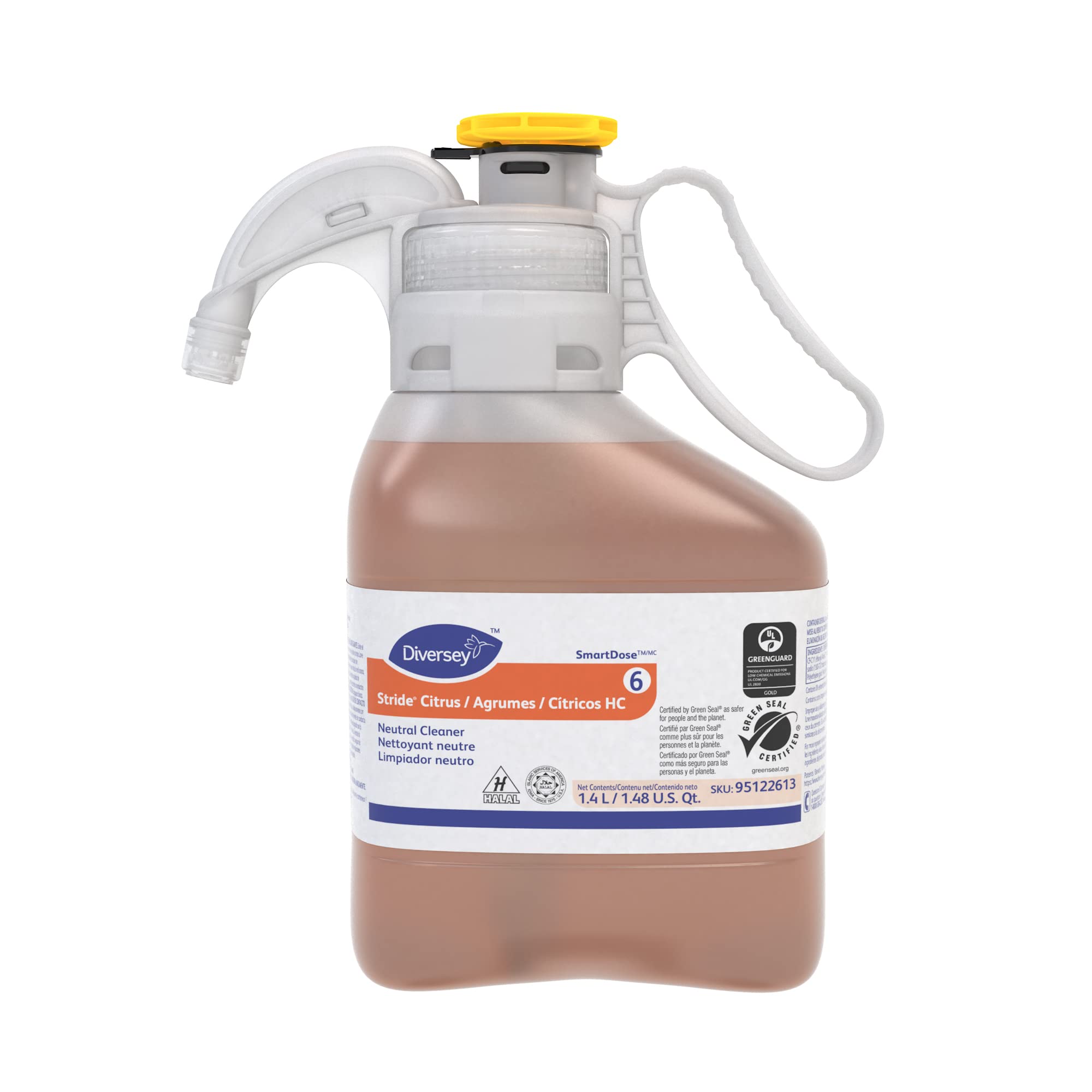 Diversey Stride Citrus HC Neutral Cleaner - Orange Scent, 1.4 Liter (2-Pack) | Commercial & Industrial Floor Cleaning | Food Service & Healthcare Facilities