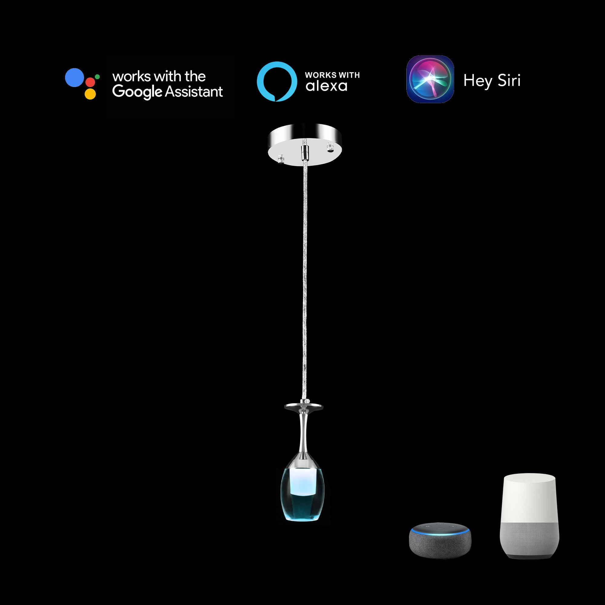 Bacchus Clear Acrylic Red Wine Glass Shaped Smart RGB Pendant Light - Modern LED Hanging Lamp for Dining Room, Bar, and Home Decor