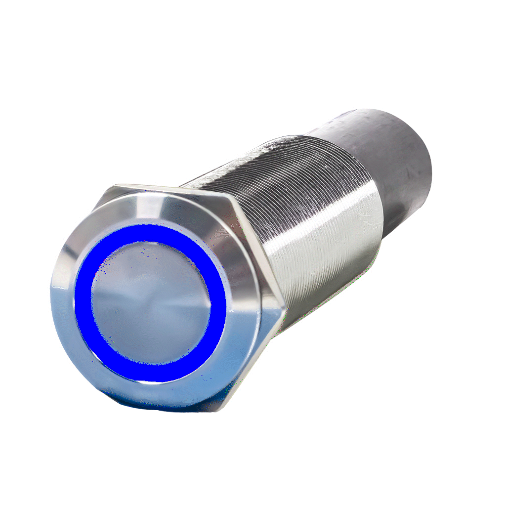 Stainless Steel 19MM Marine Push Button Switch - Dual Output, 3 Color Options for Harsh Environments | Perfect for Boats, RVs & Industrial Equipment