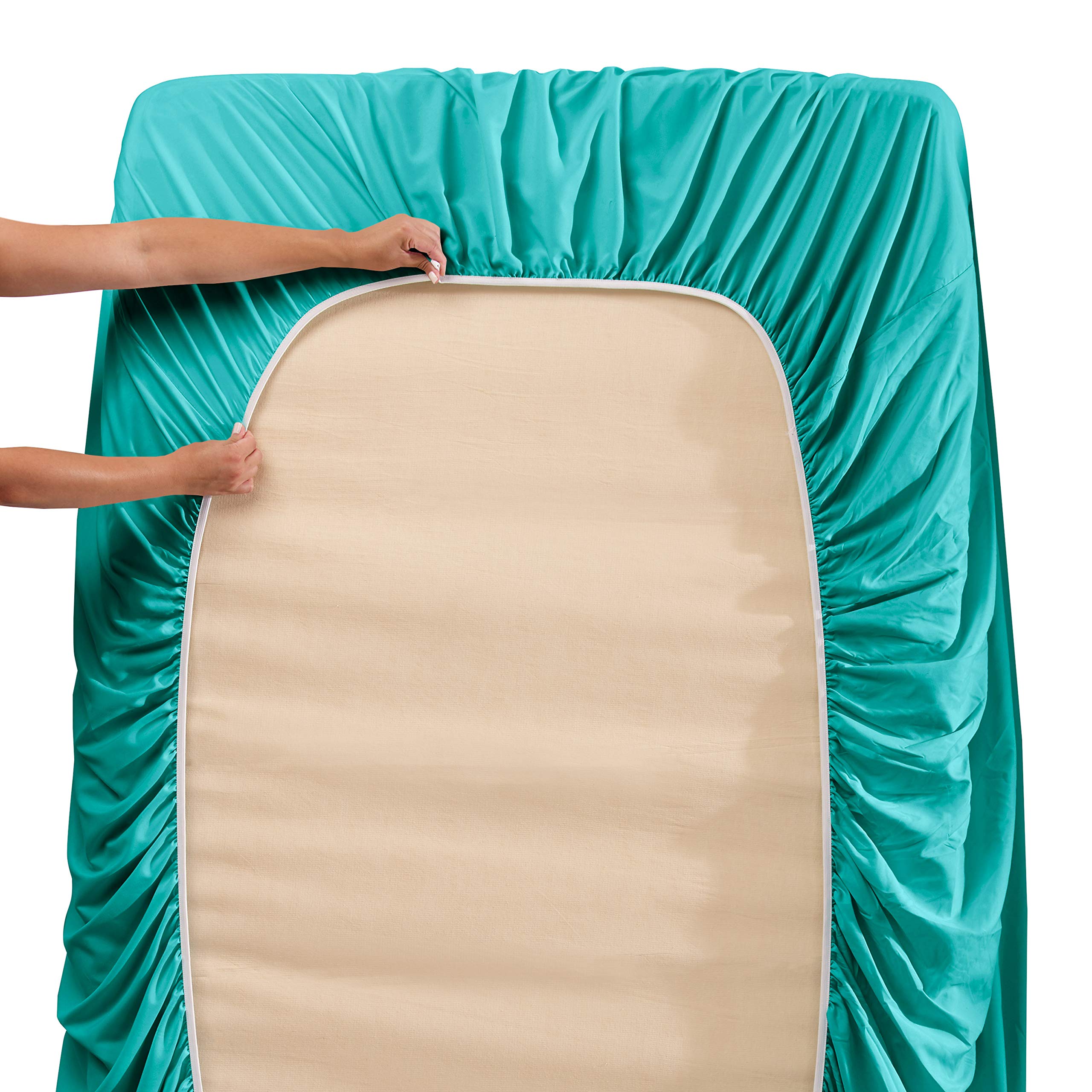 Premium Clara Clark 1800 Series Bed Sheet Set - California King Size, Deep Pocket Fitted Sheet with Extra Pillowcases, Ultra Soft Luxury Bedding in Teal | Perfect for Master Bedrooms, Guest Rooms & Luxury Hotels
