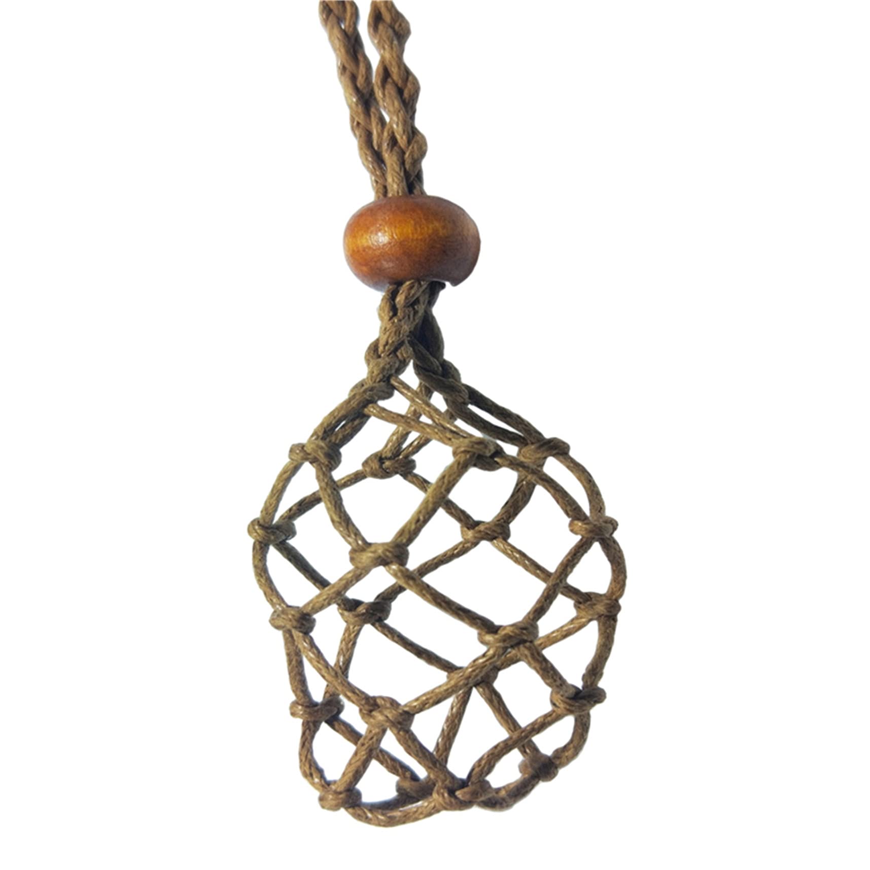 ZhenFen Large Crystal Pendant Necklace with Adjustable Rope Cord - Empty Stone Holder for DIY Jewelry Making, Boho Fashion Accessories | Perfect for Gift Giving, Layering Necklaces & Spiritual Crystal Healing