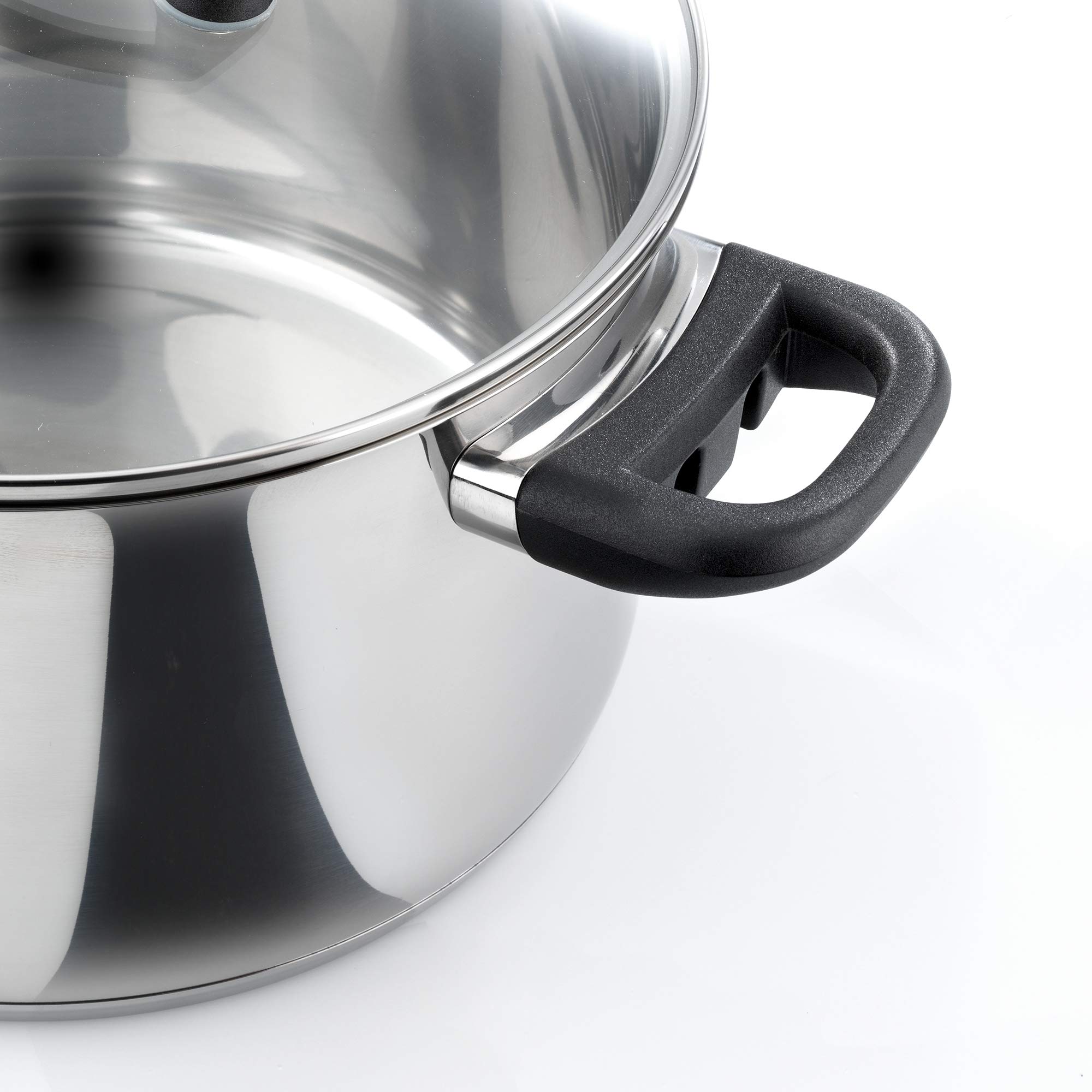 Premium 4-Piece Mia Stainless Steel Cookware Set with Glass Lids - Induction Compatible Pots & Pans for Gas, Electric & Ceramic Stoves - Perfect for Everyday Cooking, Soups, Stews & Family Meals