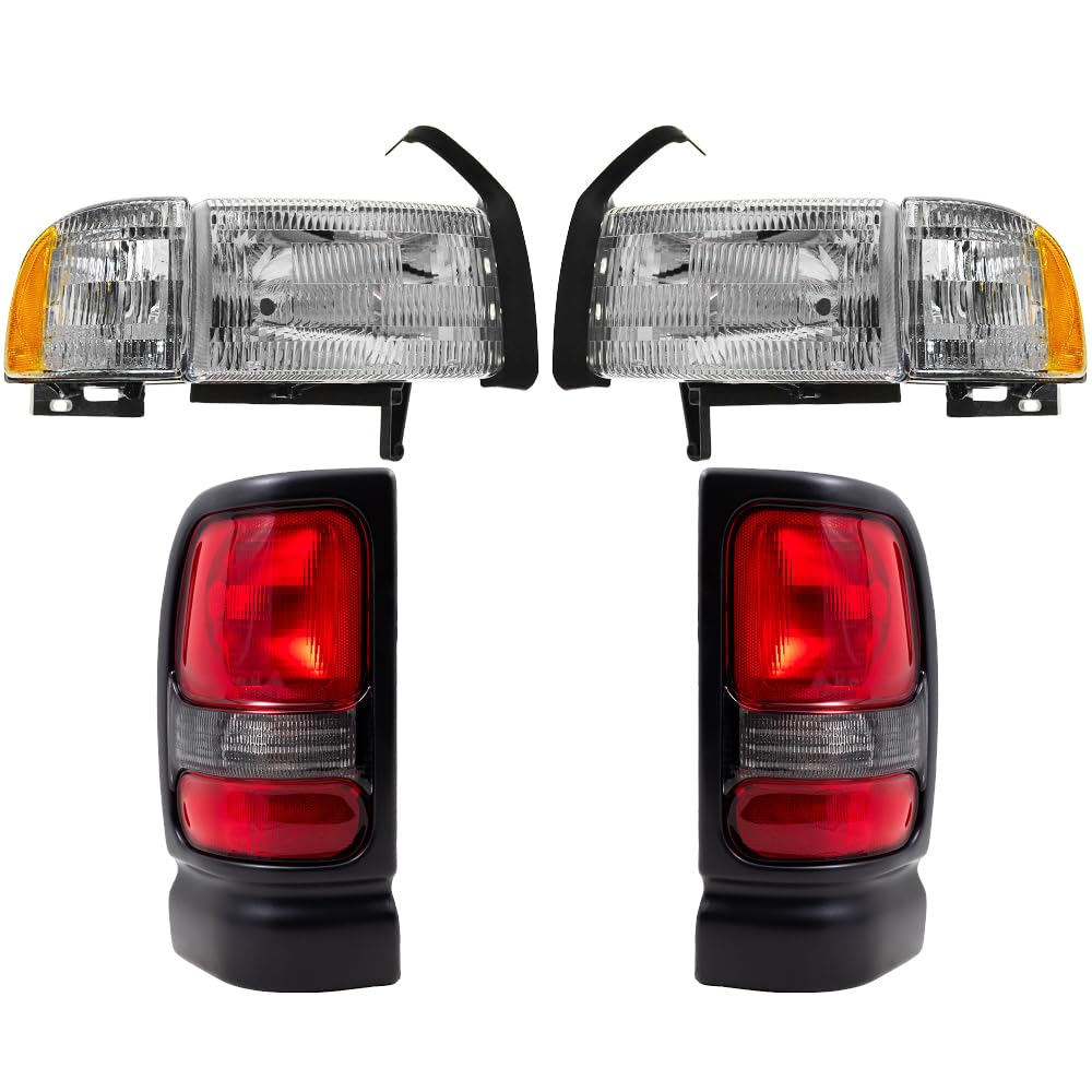 EPIC LIGHTING OE Style Replacement Headlights, Tail Lights & Corner Signal Lights 6-Piece Combo for 1994-2002 Dodge Ram 1500 & 2002 Ram 2500/3500 Trucks - Upgrade Your Truck's Lighting for Night Driving & Enhanced Visibility