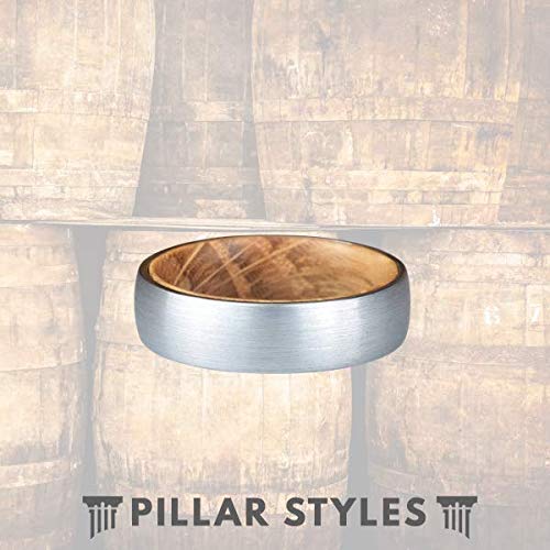 6mm Silver Tungsten Wedding Band for Men - Bourbon Barrel & Reclaimed Wood Ring - Unique Anniversary Gift for Him - Perfect for Whiskey Lovers & Outdoor Enthusiasts