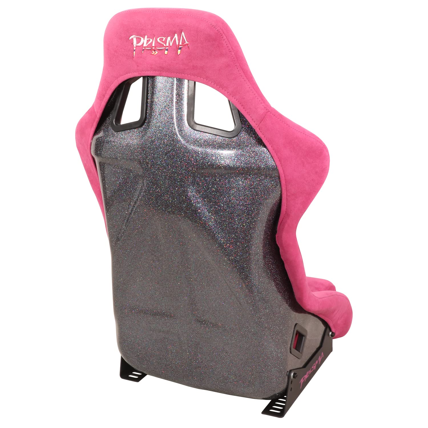 NRG Innovations FRP-302FH-PRISMA Fixed Back Bucket Racing Seat with Bottom Mount Bracket - Fuchsia/Sparkle Paint - Lightweight & Durable for Track, Drift, and Street Racing
