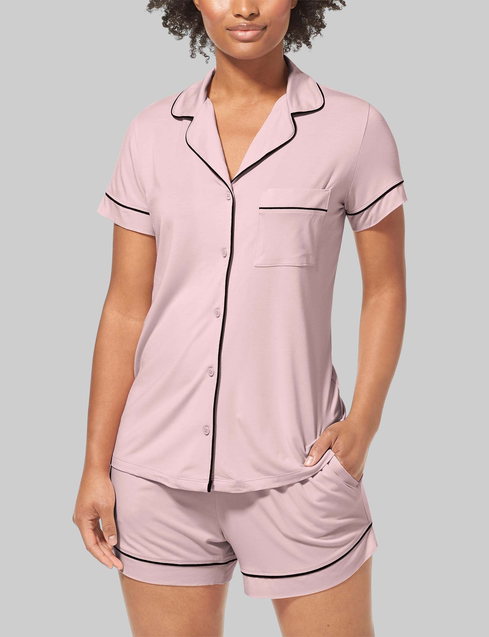 Women's Soft Cotton Short Sleeve Pajama Top - Comfortable Sleepwear for Nighttime & Lounging at Home
