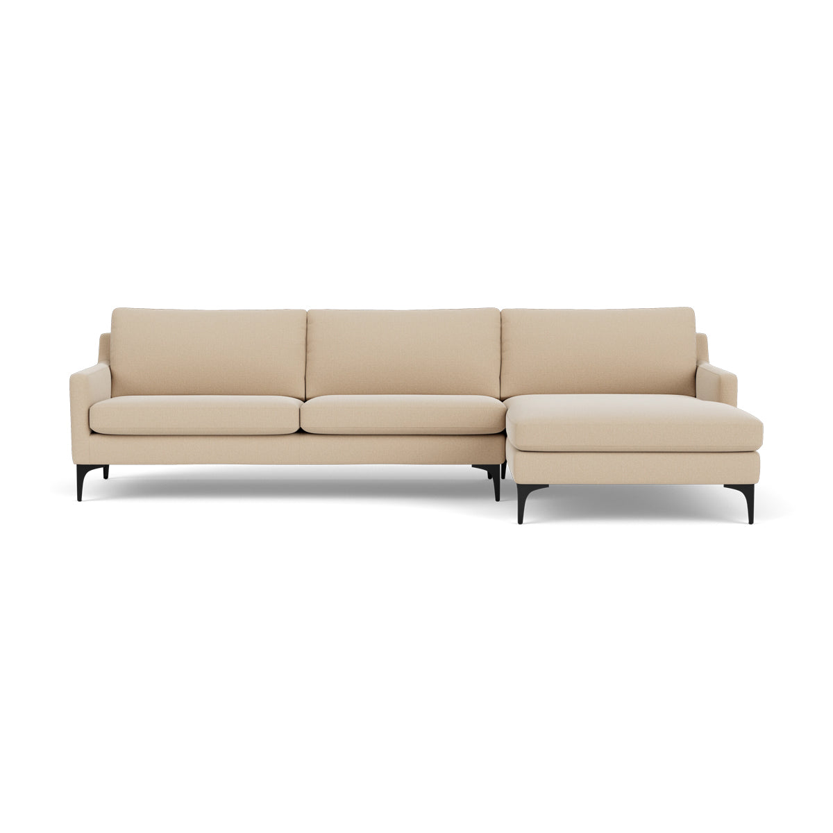 Astha Fabric Right Chaise Sofa - Modern Upholstered Sectional Couch for Living Room, Lounge & Small Spaces