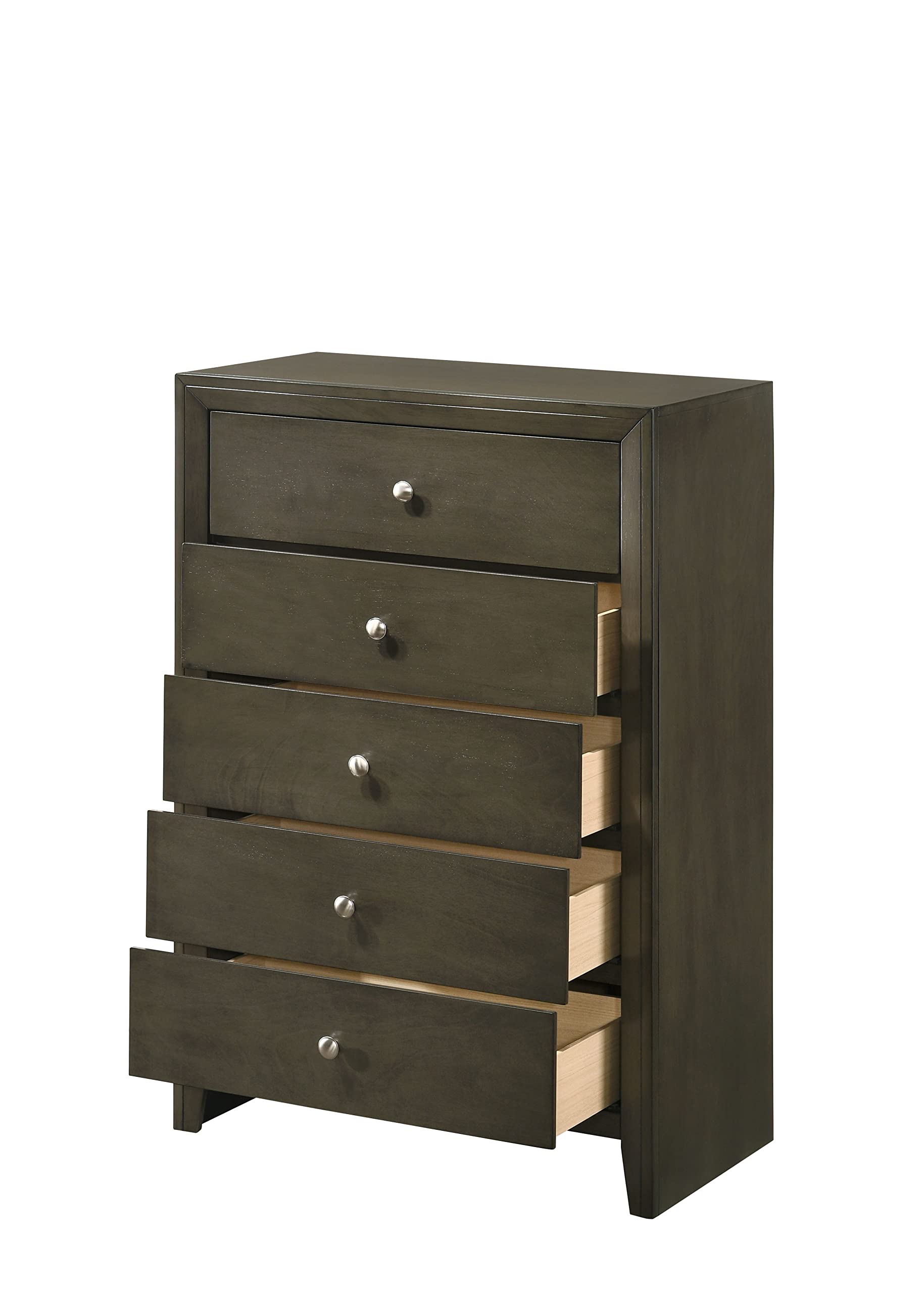 LERFAN 5-Drawer Wooden Storage Chest with Metal Drawer Glides & Wooden Legs - 31
