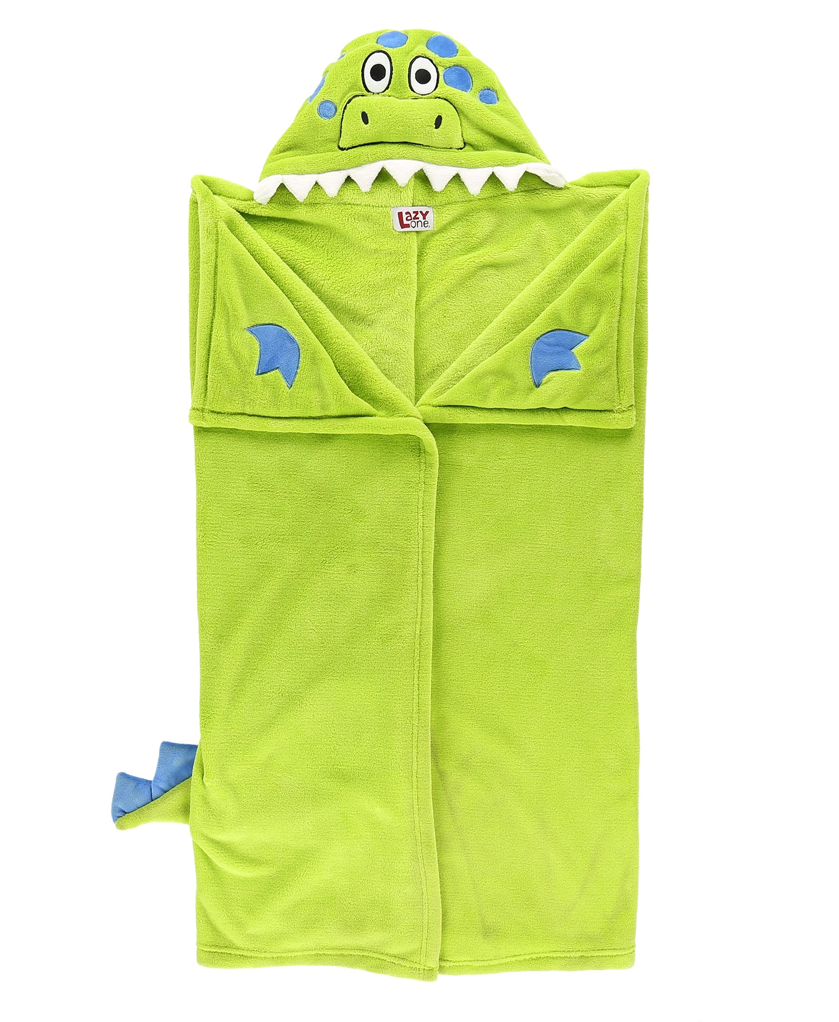 LazyOne Kids Wearable Blanket Hoodie - Soft Animal Hooded Fleece Blanket (Dinosaur Design) for Cozy Indoor Lounging, Movie Nights & Sleepovers
