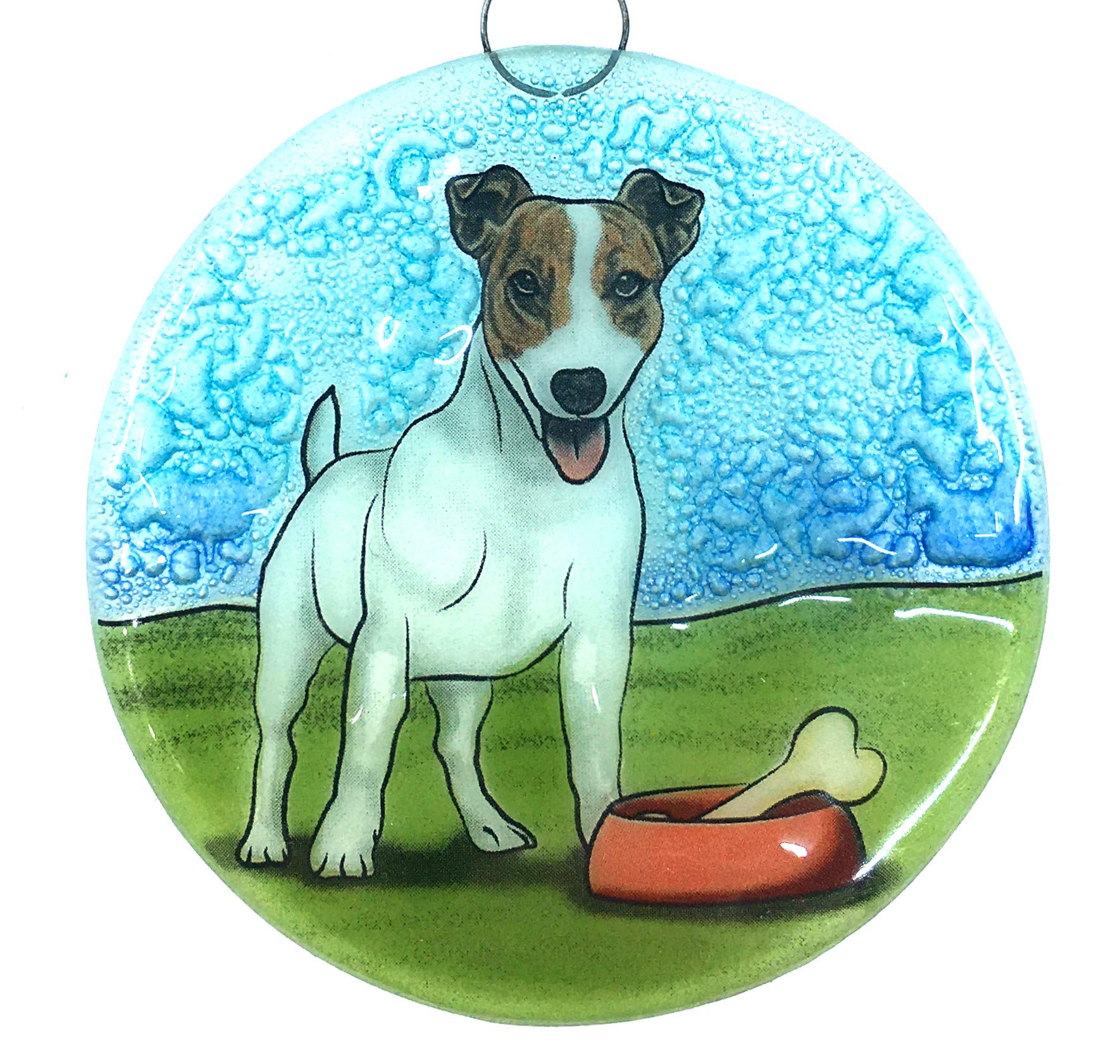 Ruth's Ethical Goods Jack Russell Terrier Christmas Ornament - Handmade Recycled Glass Dog Decor, Holiday Gift & Window Light Catcher | Perfect for Tree Decorations, Pet Lover Gifts & Seasonal Home Decor