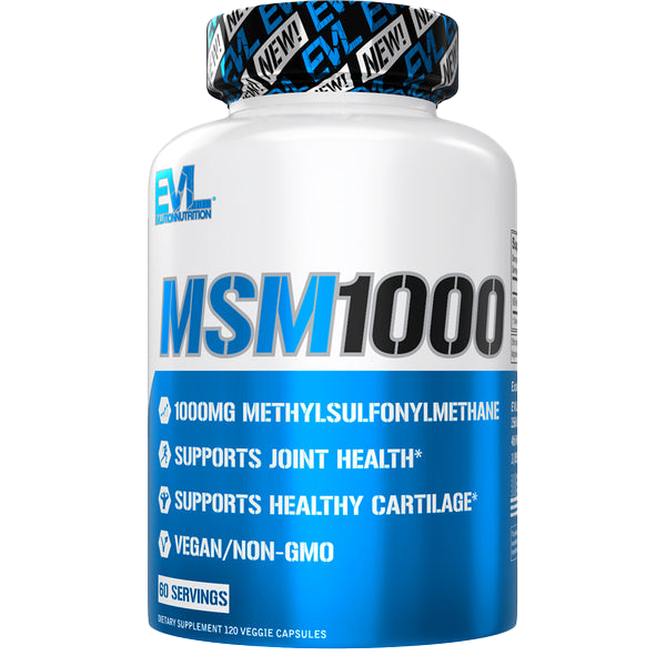 EVLution Nutrition MSM 1000 Supplement - 120 Capsules (60 Servings) for Joint Support & Muscle Recovery - Ideal for Athletes & Active Lifestyles