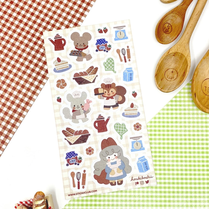 Cheery Baking Sticker Sheet - Colorful Kitchen Decals for Baking Enthusiasts - Perfect for Scrapbooks, Planners, and DIY Craft Projects