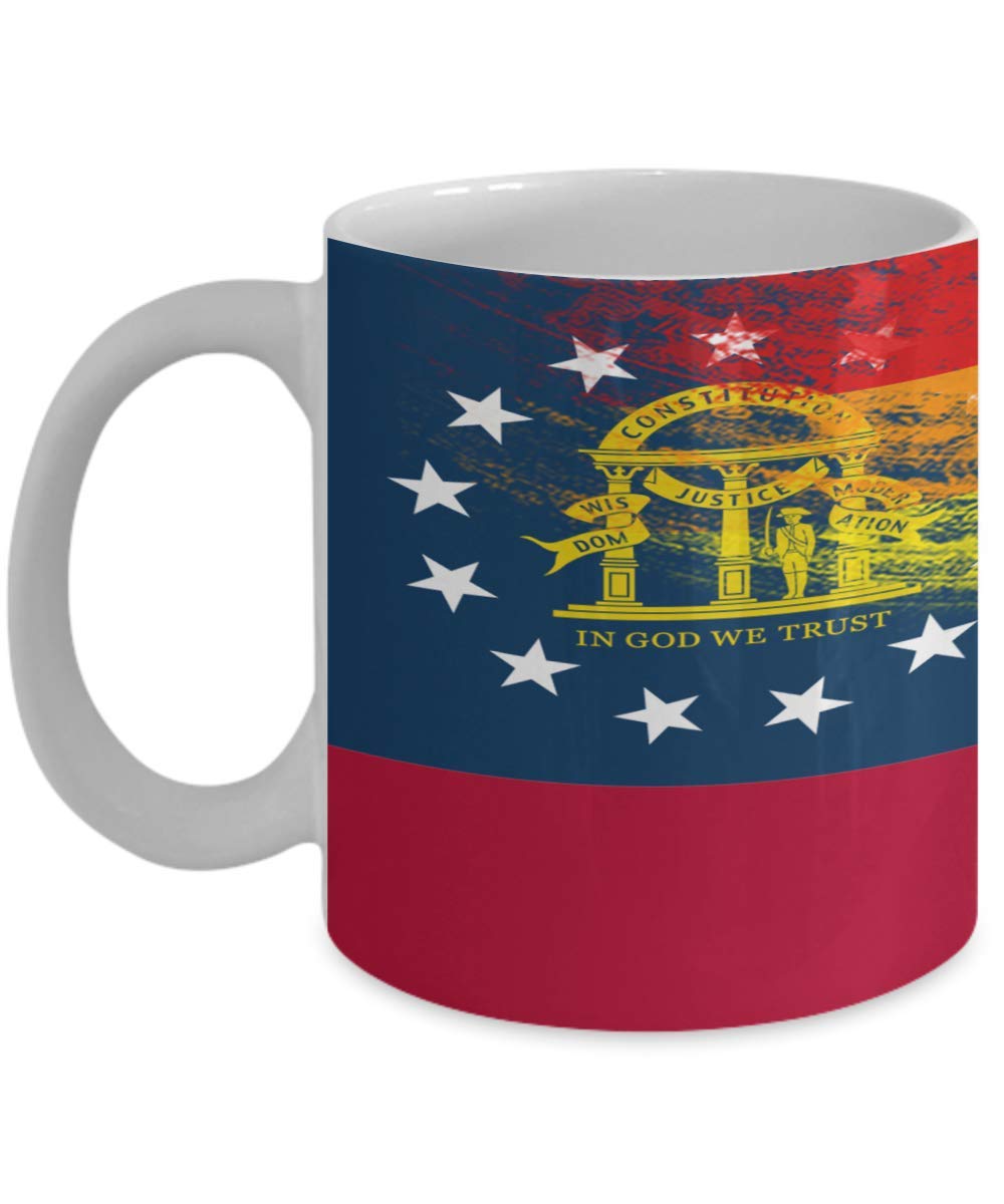 Rainbow Pride LGBTQ Georgia State Flag White Coffee Mug 11oz - Perfect for Pride Celebrations, Office Use & Gift Giving
