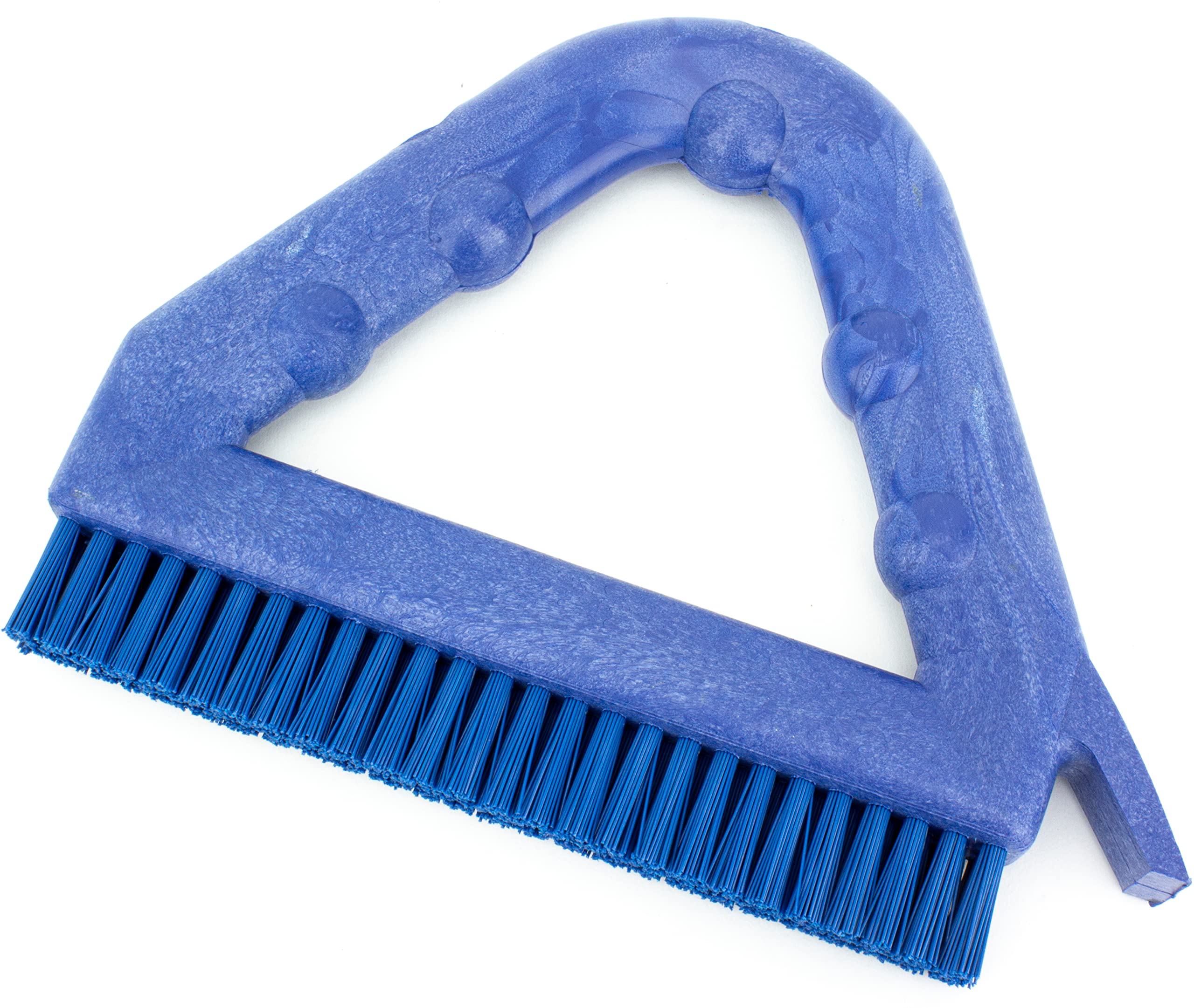 SPARTA Blue Plastic Grout Brush - Triangle Shaped Tile Scrub Brush with Scraper for Deep Cleaning Grout Lines - 9 x 7 x 7 Inches - Perfect for Bathroom, Kitchen & Shower Tile Cleaning