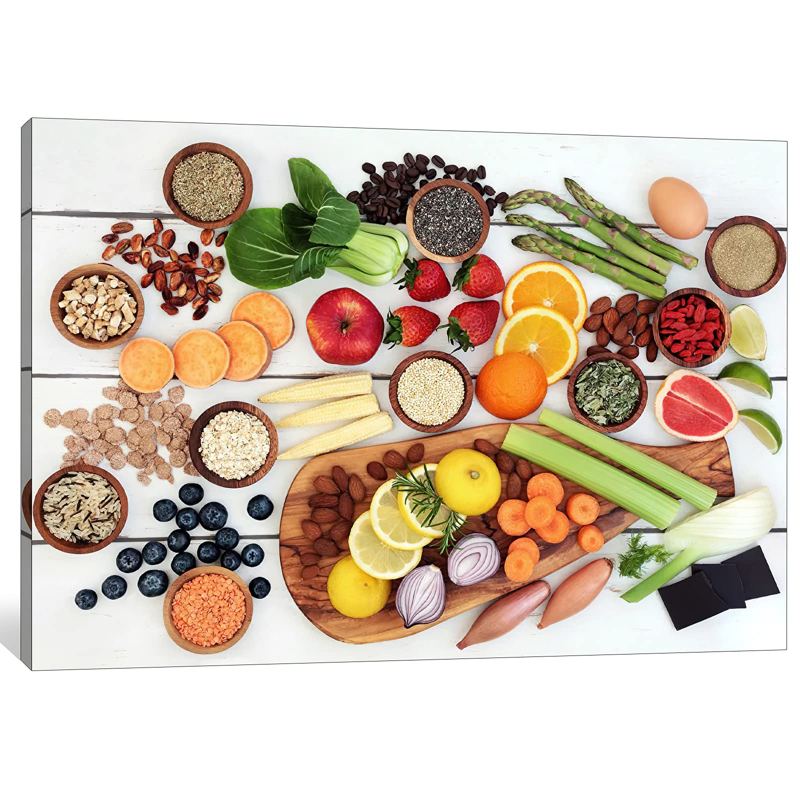Modern Spices Vegetables Fruits Wall Art - 32x48 Inches Kitchen & Dining Room Decor | Perfect for Farmhouse, Rustic & Contemporary Home Decor