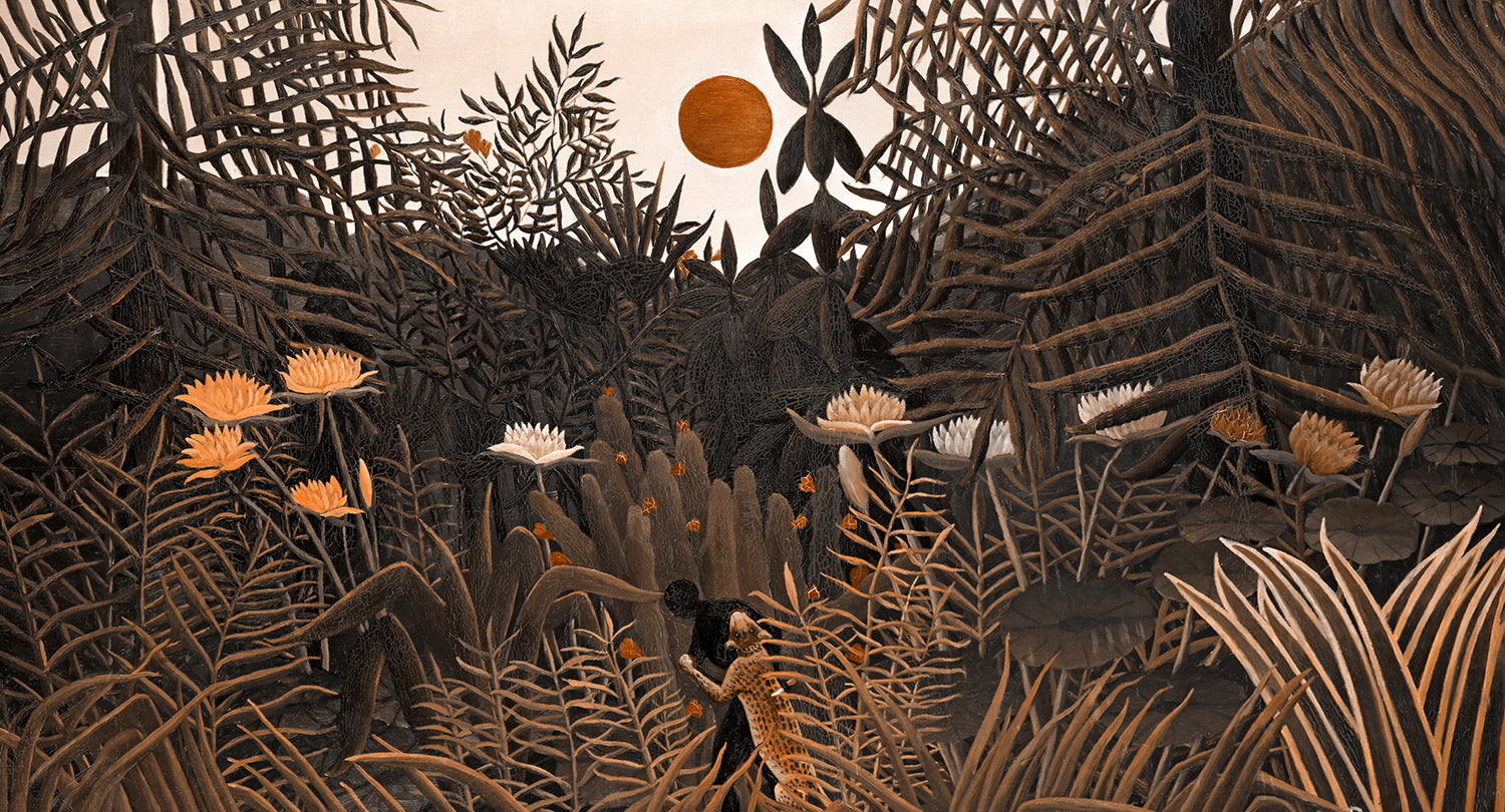 Charcoal Brown Blossoming Desert Sunset Mural Wallpaper M2546 - Peel and Stick Removable Wallpaper for Bedroom, Living Room, Office Decor