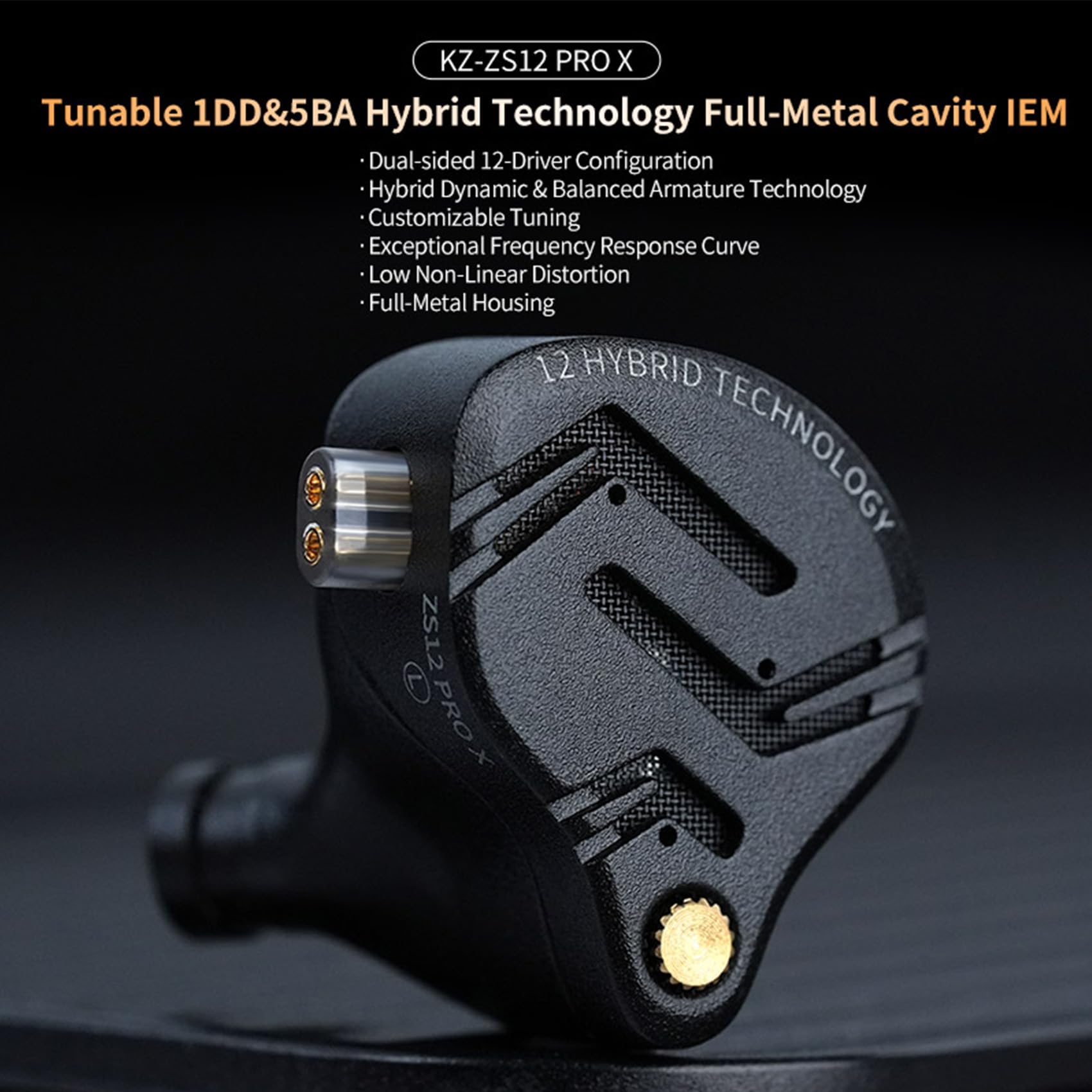 KZ ZS12 Pro X Tunable Version In-Ear Monitor IEM Headphones with KBear 07 Ear Tips - Premium Sound for Audiophiles, Musicians & Gamers - Perfect for Studio Recording, Live Performances & Gaming Sessions