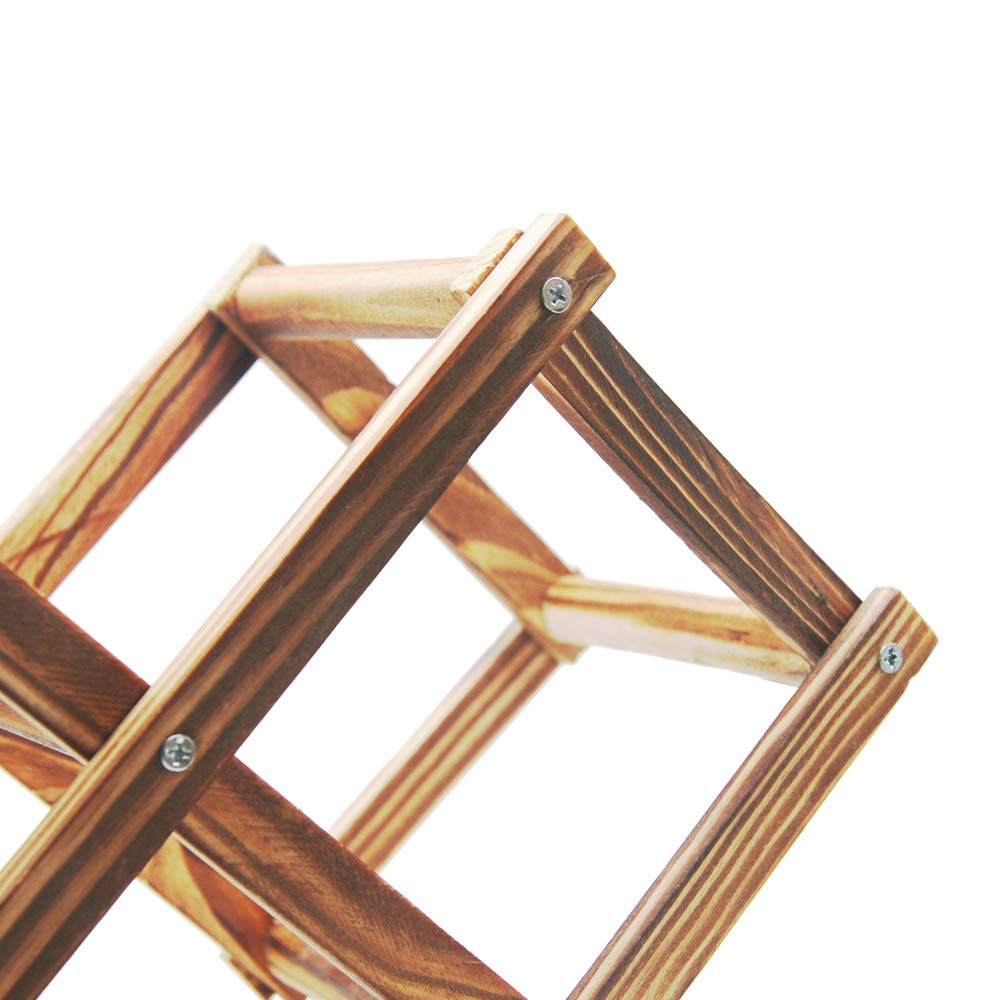 Foldable Wooden Wine Bottle Holder - Free Standing Natural Wine Rack with 2 Slots for 3 Bottles - Perfect for Pantry, Kitchen, or Dining Room Storage