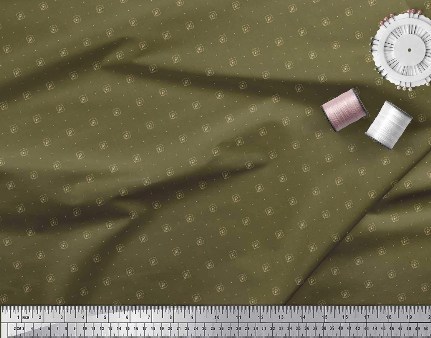 Soimoi Moss Georgette Brown Fabric by The Yard - 42 Inch Wide Printed Fabric with Geometric & Ogee Patterns - Lightweight Draping Material for Dresses, Scarves, Curtains and DIY Craft Projects