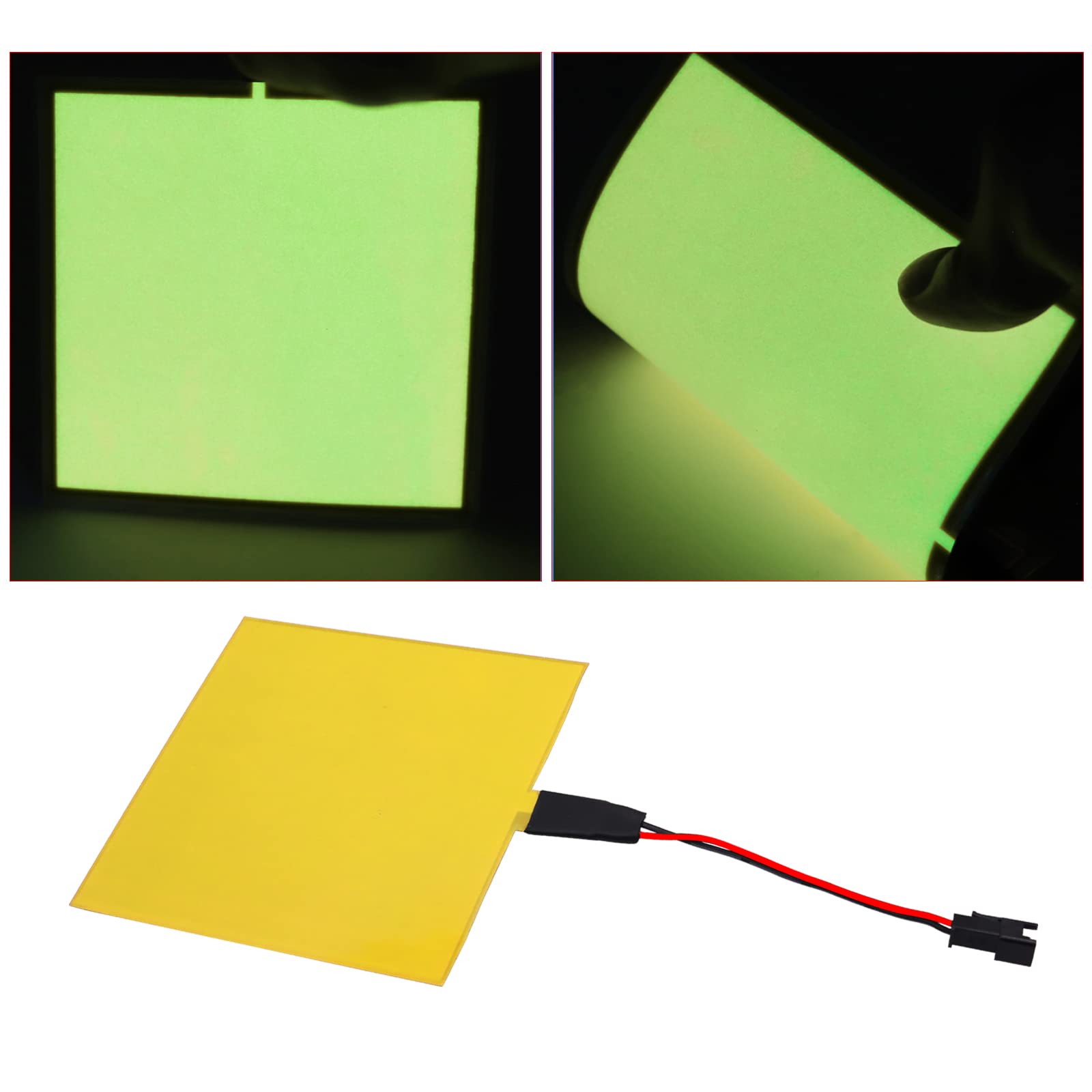Cuttable DIY Electroluminescent EL Panel Light Sheet - 10x10cm EL Wire Lights with Battery Pack (3 Modes, Yellow) for Home Decoration, Party Lighting & Creative DIY Projects