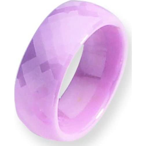 FindingKing 7.5mm Pink Faceted Ceramic Awareness Ring - Size 6 for Women, Breast Cancer Support Jewelry Gift for Survivors & Supporters