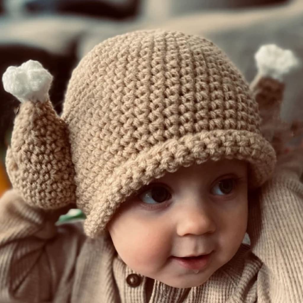 Warm & Fun HISYI Knit Turkey Hat for Babies, Toddlers & Kids - Cute Roasted Turkey Design for Thanksgiving, Turkey Trot & Holiday Festivities - Perfect for Family Photos & Seasonal Celebrations