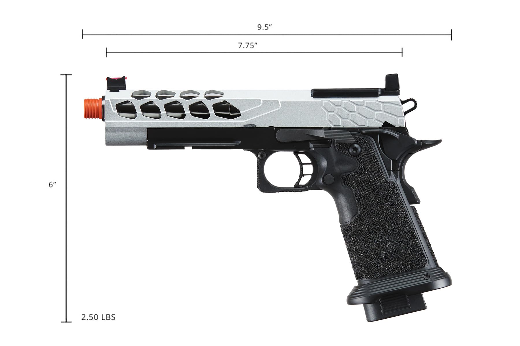 Lancer Tactical Airsoft Pistol STRYK Hi-Capa 5.1/4.3 Full Metal Gas Blowback GBB Pistol 330 FPS - Perfect for Airsoft Skirmishes, Target Practice & Tactical Training